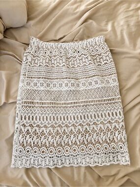 Charlotte Russe White Crochet Lace Pencil Skirt